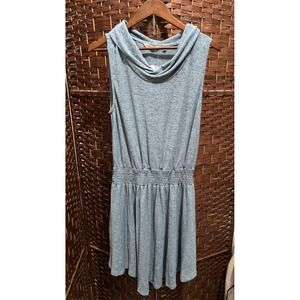 Soft Surroundings Blue Cowl Neck Sleeveless Dress Elastic Waist PL Petite